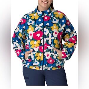 Zoe+Chloe Women's Boxy Fit Printed floral Fleece Jacket, size L